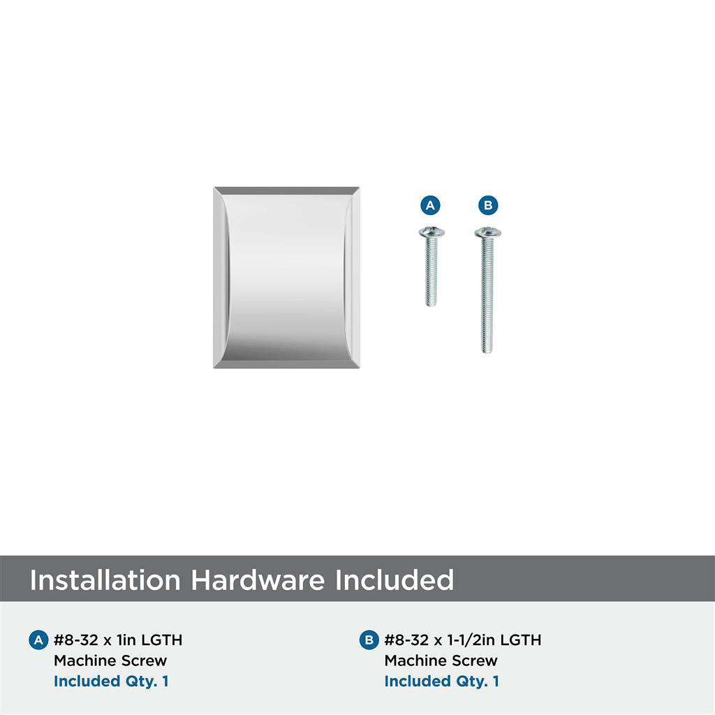 Amerock Candler Rectangle Cabinet Knob in Polished Chrome 1-1/4" BP2934026 Installation Hardware