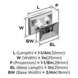Amerock Candler Rectangle Cabinet Knob in Polished Chrome 1-1/4" BP2934026 Specs