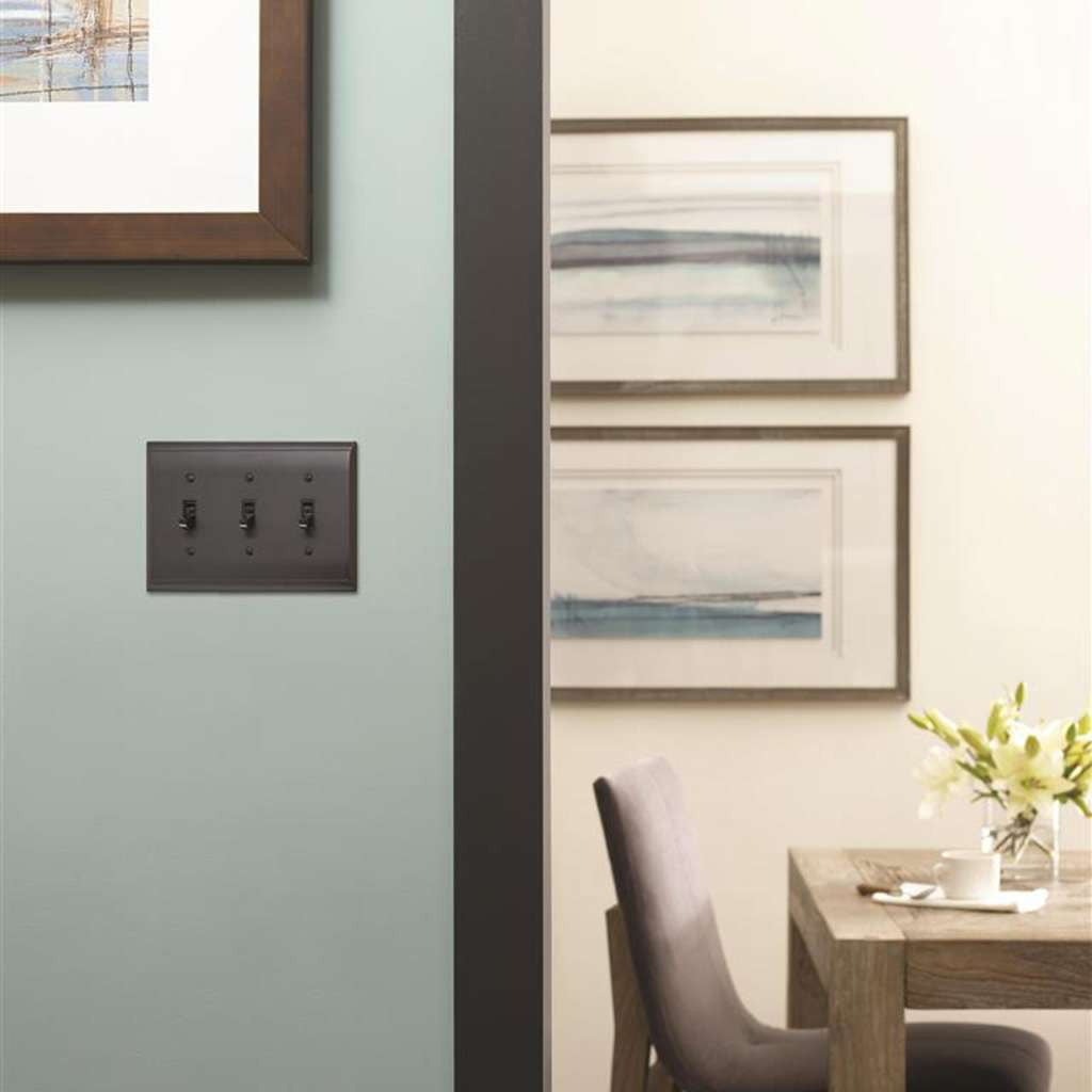 AMEROCK Candler Toggle Switch Wall Plate in Black Bronze Triple BP36502BBR Mounted