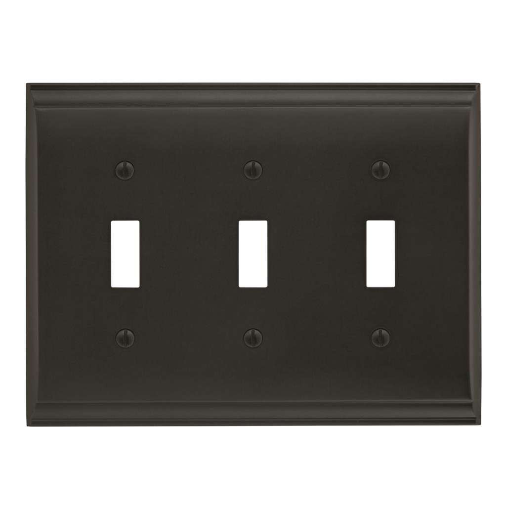 AMEROCK Candler Toggle Switch Wall Plate in Black Bronze Triple BP36502BBR