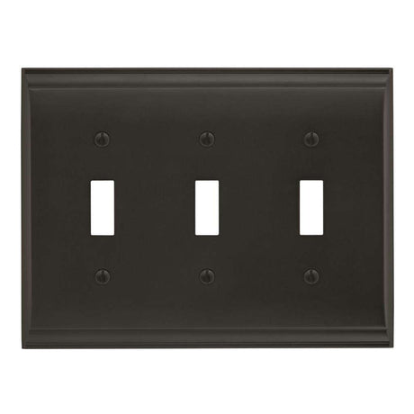 AMEROCK Candler Toggle Switch Wall Plate in Black Bronze Triple BP36502BBR