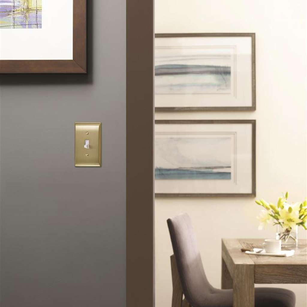 AMEROCK Candler Toggle Switch Wall Plate in Golden Champagne Single BP36500BBZ Mounted