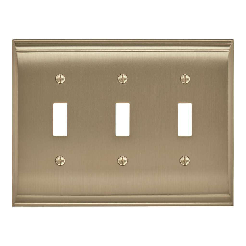 AMEROCK Candler Toggle Switch Wall Plate in Golden Champagne Triple BP36502BBZ