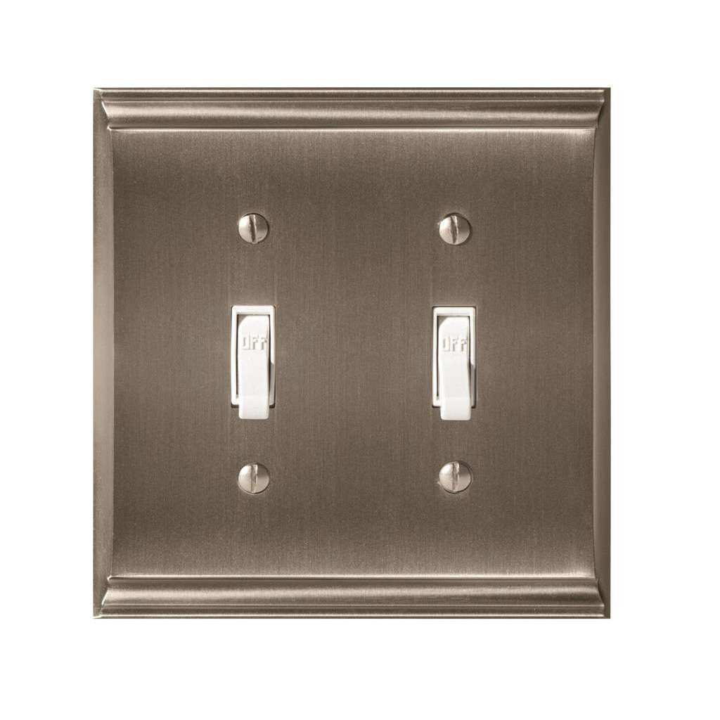 AMEROCK Candler Toggle Switch Wall Plate in Satin Nickel Double BP36501G10
