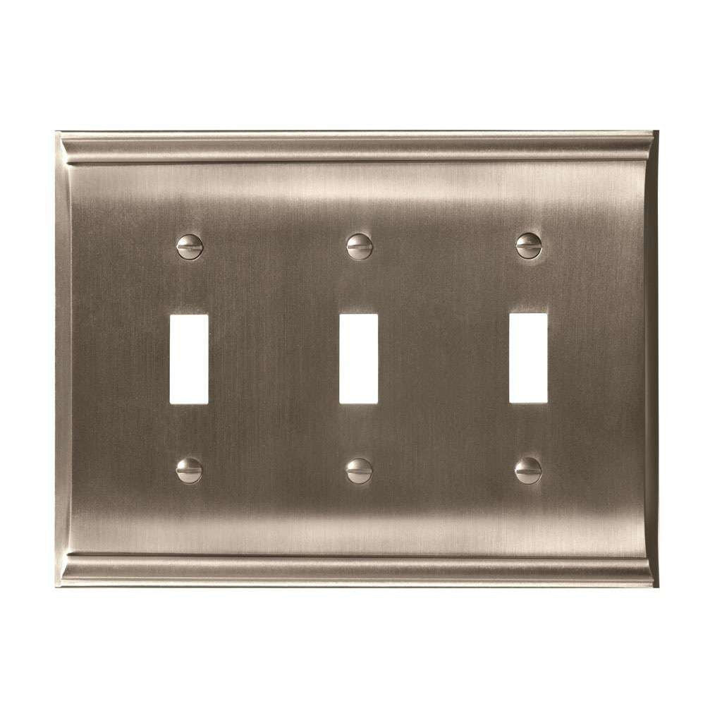 AMEROCK Candler Toggle Switch Wall Plate in Satin Nickel Triple BP36502G10