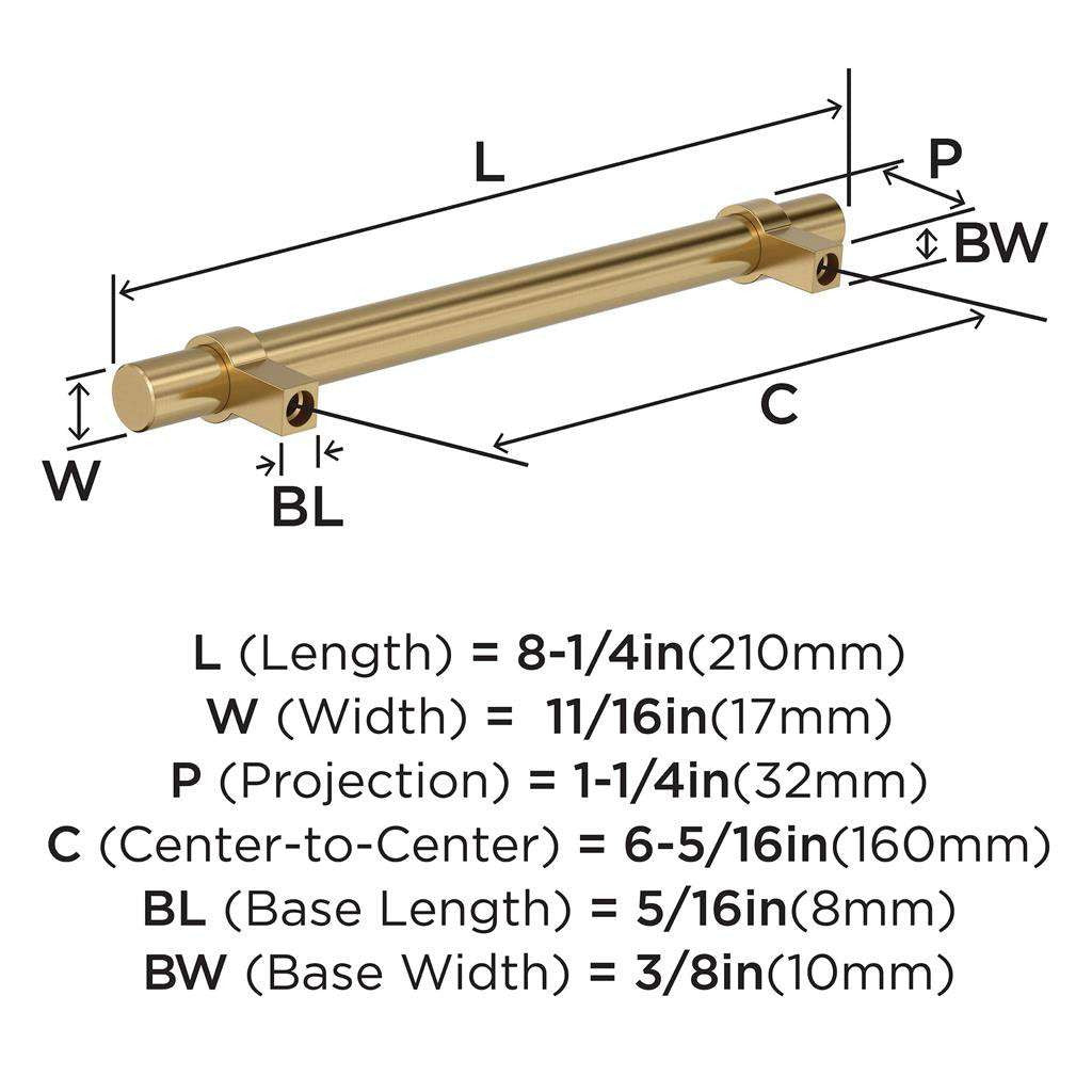 Amerock Central Wrapped Bar Handle Pulls in Champagne Bronze 160mm BP37163CZ Specs