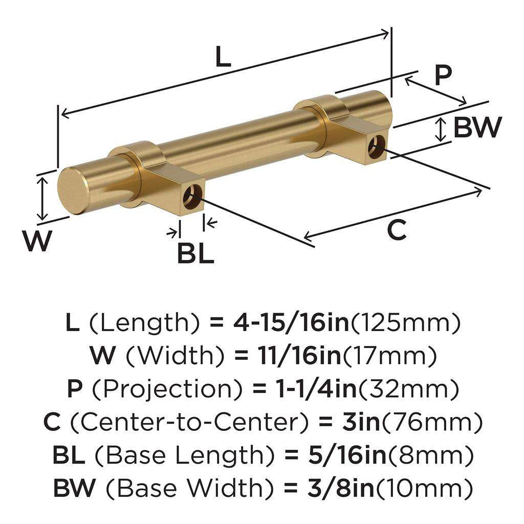 Amerock Central Wrapped Bar Handle Pulls in Champagne Bronze 3" BP37160CZ Specs