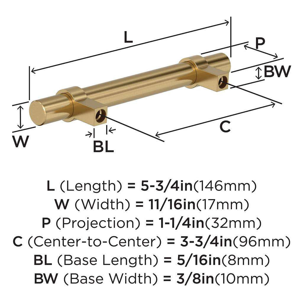 Amerock Central Wrapped Bar Handle Pulls in Champagne Bronze 96mm BP37161CZ Specs
