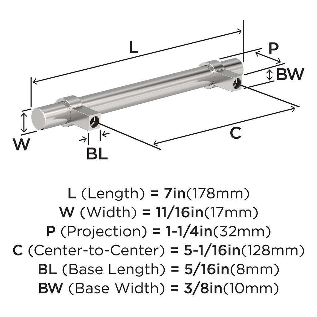 Amerock Central Wrapped Bar Handle Pulls in Chrome 128mm BP3716226 Specs