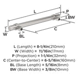 Amerock Central Wrapped Bar Handle Pulls in Chrome 160mm BP3716326 Specs