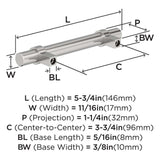 Amerock Central Wrapped Bar Handle Pulls in Chrome 96mm BP3716126 Specs
