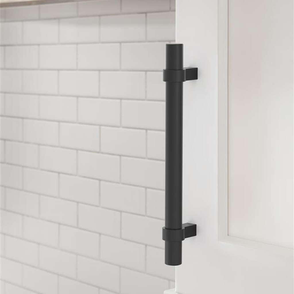 Amerock Central Wrapped Bar Handle Pulls in Matte Black 128mm BP37162MB Mounted