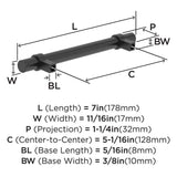 Amerock Central Wrapped Bar Handle Pulls in Matte Black 128mm BP37162MB Specs