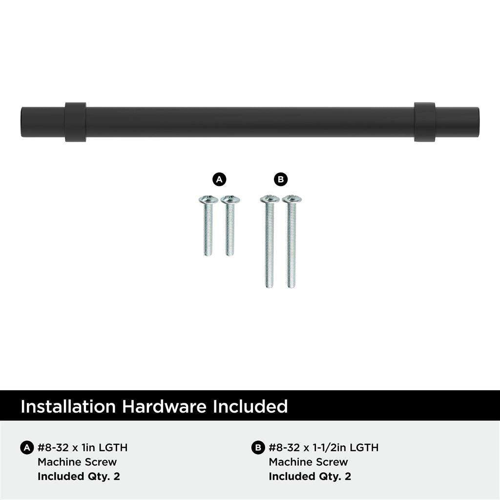 Amerock Central Wrapped Bar Handle Pulls in Matte Black 160mm BP37163MB Installation Hardware