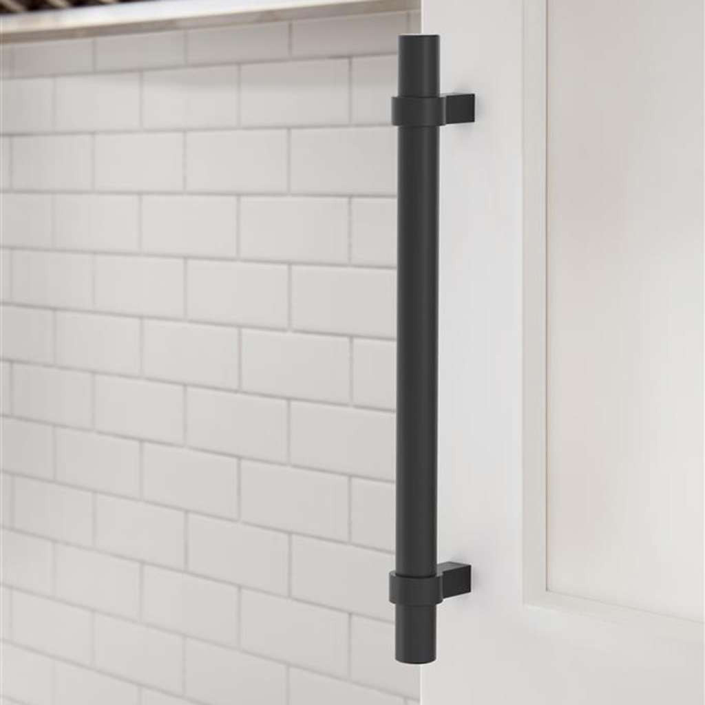 Amerock Central Wrapped Bar Handle Pulls in Matte Black 160mm BP37163MB Mounted