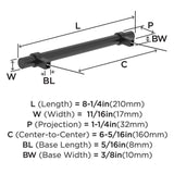 Amerock Central Wrapped Bar Handle Pulls in Matte Black 160mm BP37163MB Specs