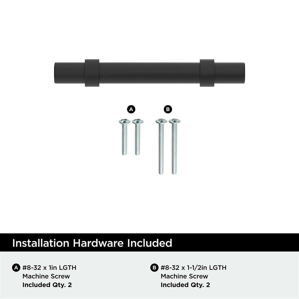 Amerock Central Wrapped Bar Handle Pulls in Matte Black 3" BP37160MB Installation Hardware