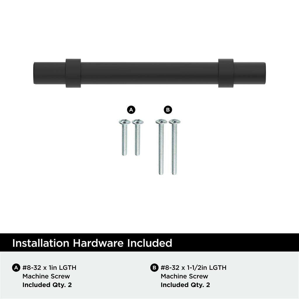Amerock Central Wrapped Bar Handle Pulls in Matte Black 96mm BP37161MB Installation Hardware