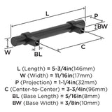 Amerock Central Wrapped Bar Handle Pulls in Matte Black 96mm BP37161MB Specs