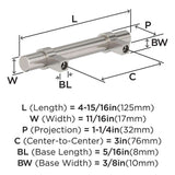 Amerock Central Wrapped Bar Handle Pulls in Satin Nickel 3" BP37160G10 Specs