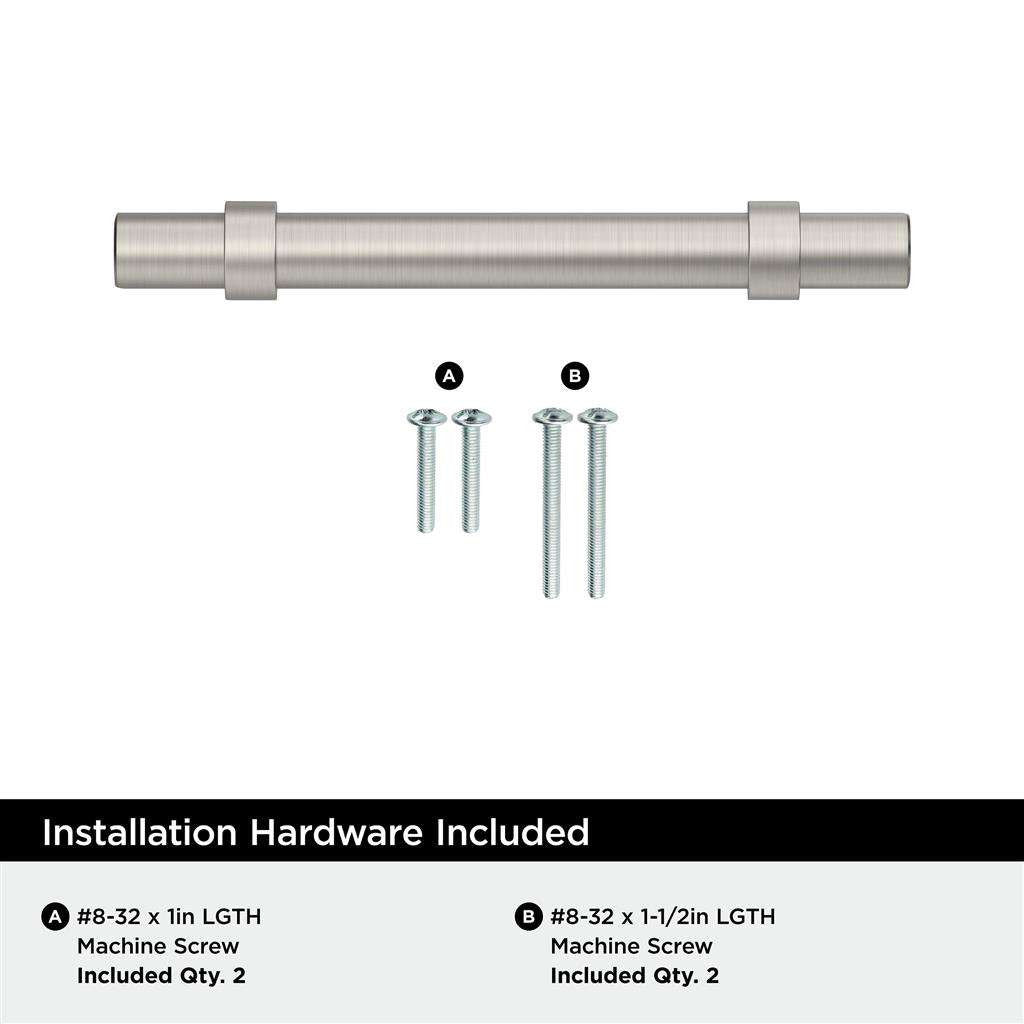 Amerock Central Wrapped Bar Handle Pulls in Satin Nickel 96mm BP37161G10 Installation Hardware