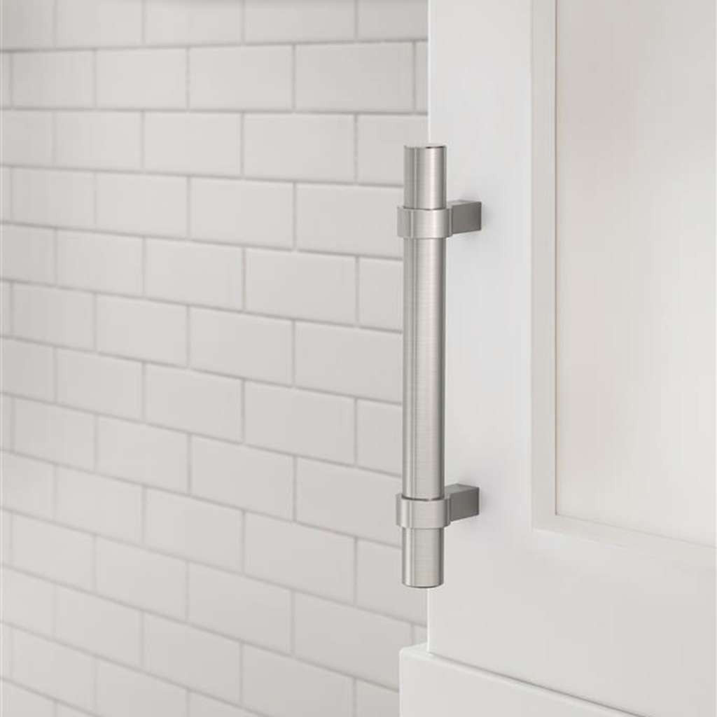 Amerock Central Wrapped Bar Handle Pulls in Satin Nickel 96mm BP37161G10 Mounted