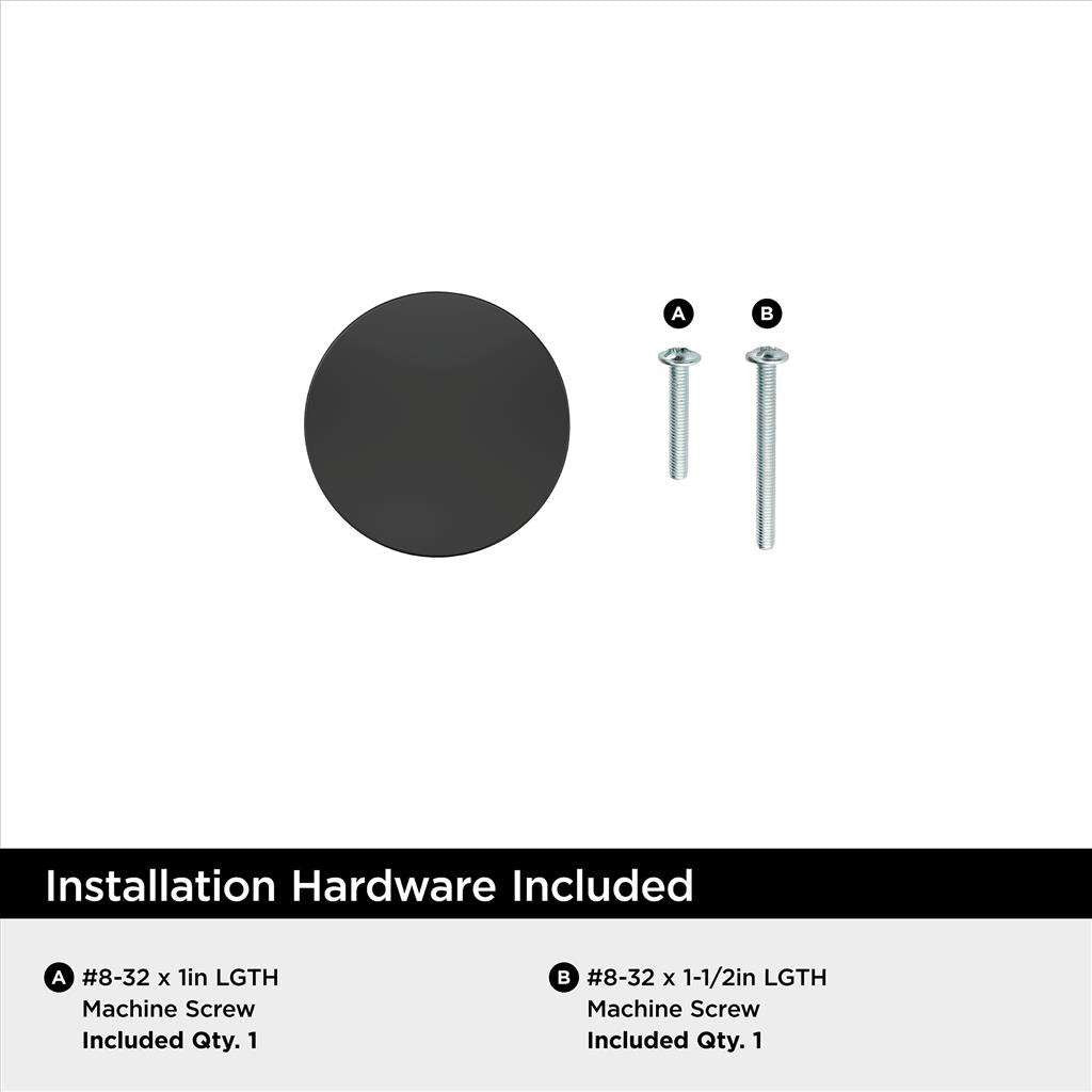 AMEROCK Chalice 1-1/4" Diameter Cabinet Knob in Matte Black BP37022MB Installation Hardware