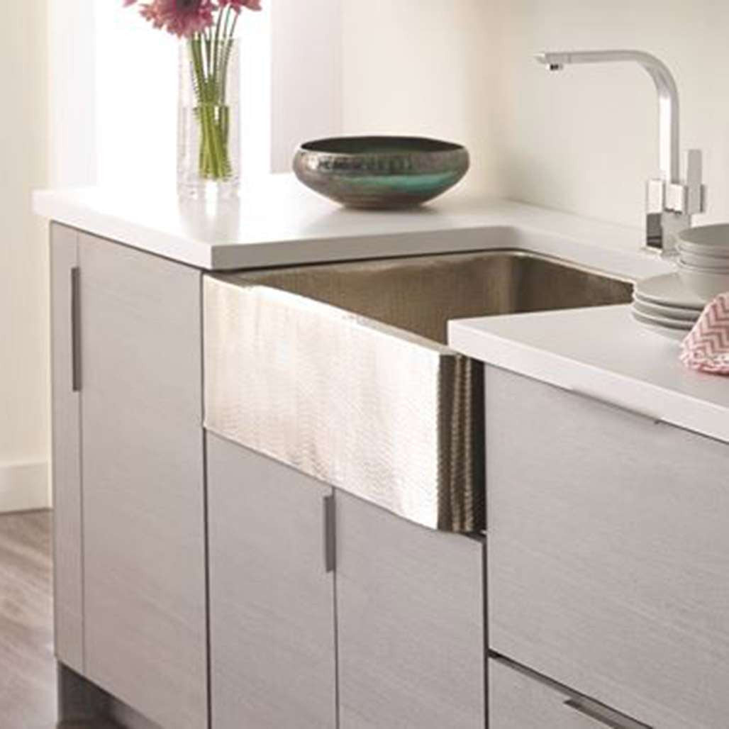 Amerock Chrome Edge Pulls in Light Gray Kitchen