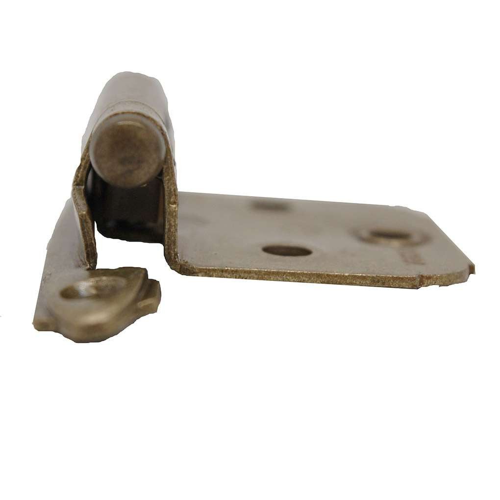 Side View of a Burnished Brass Self Closing Face Mount Variable Overlay Cabinet Hinge from Amerock CM7139BB