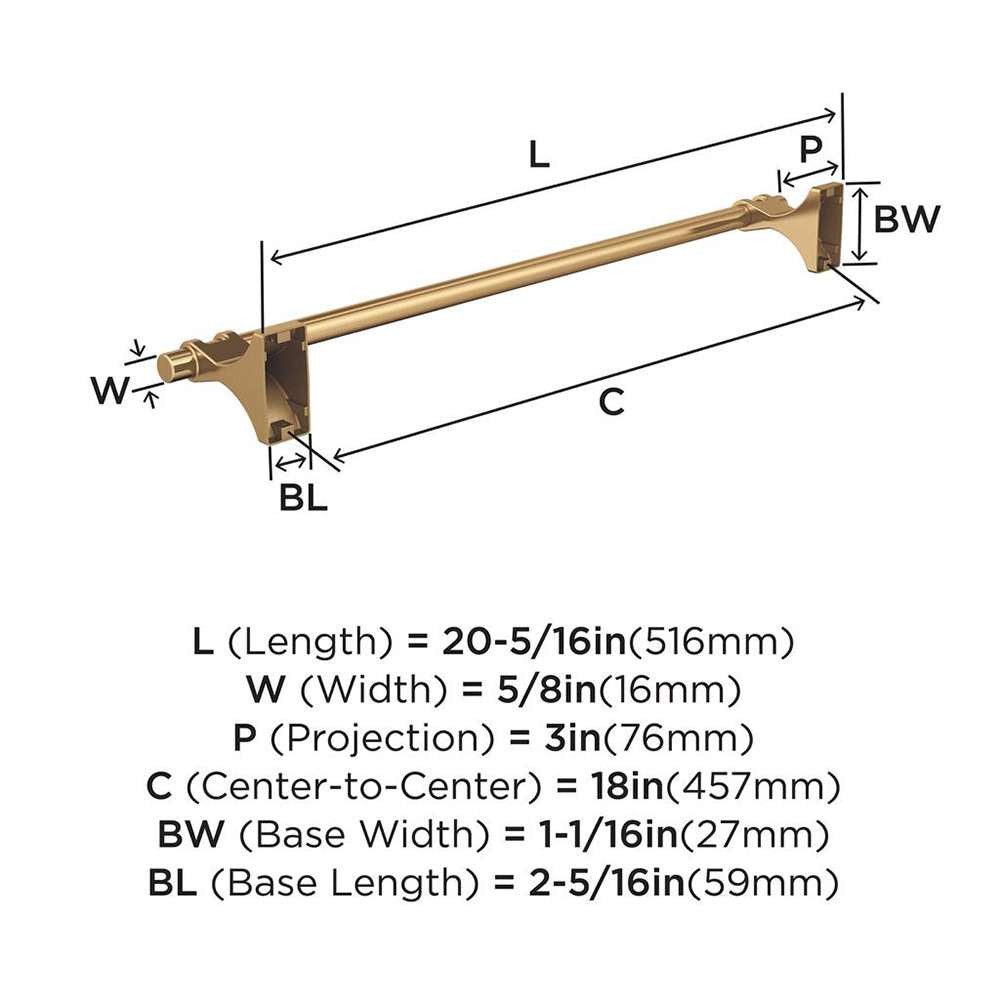 Amerock Davenport Towel Bar in Champagne Bronze 18in BH36053CZ Specs