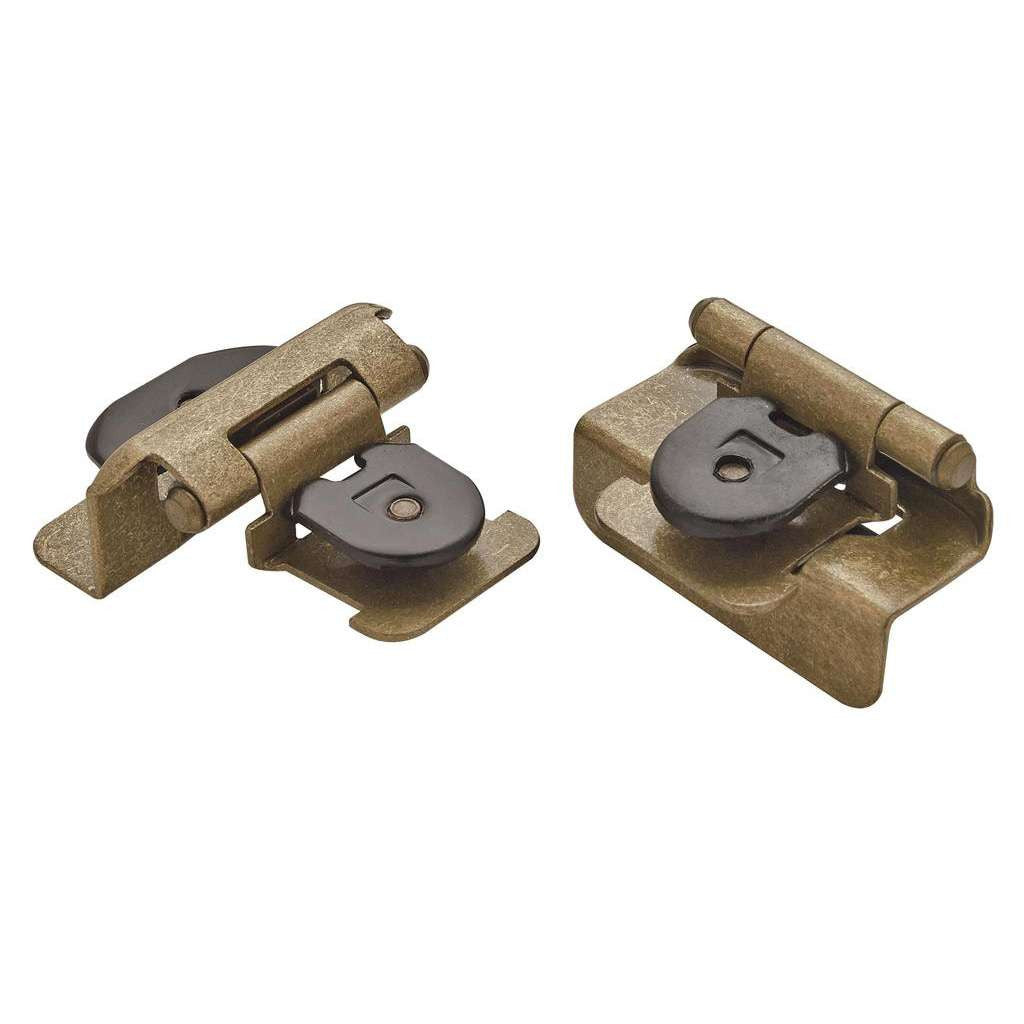 AMEROCK Double Demountable 1/2" Overlay Cabinet Hinge (pair) in Burnished Brass BPR8704BB Pair