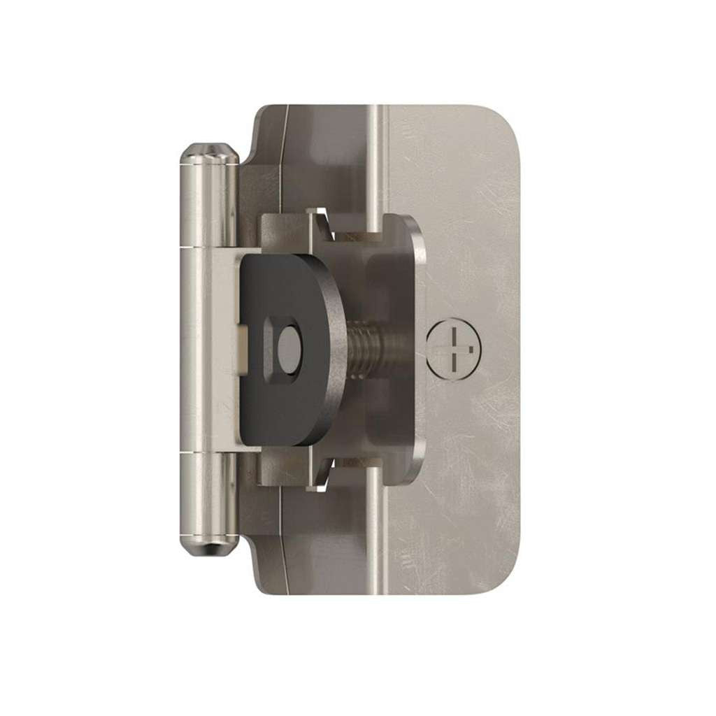 AMEROCK Double Demountable 1/2" Overlay Cabinet Hinge (pair) in Sterling Nickel BPR8704G9 Angle
