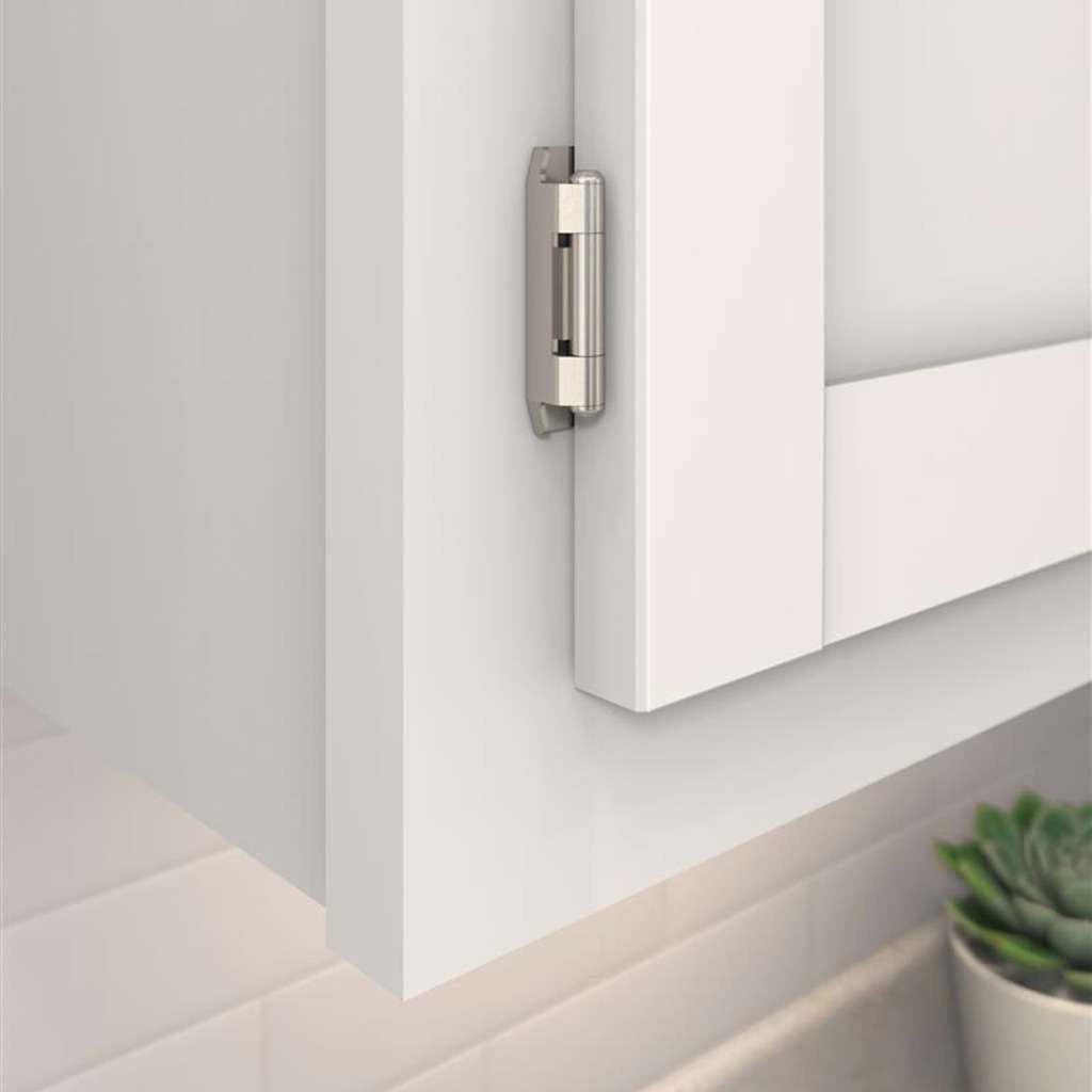 AMEROCK Double Demountable 1/2" Overlay Cabinet Hinge (pair) in Sterling Nickel BPR8704G9 Mounted