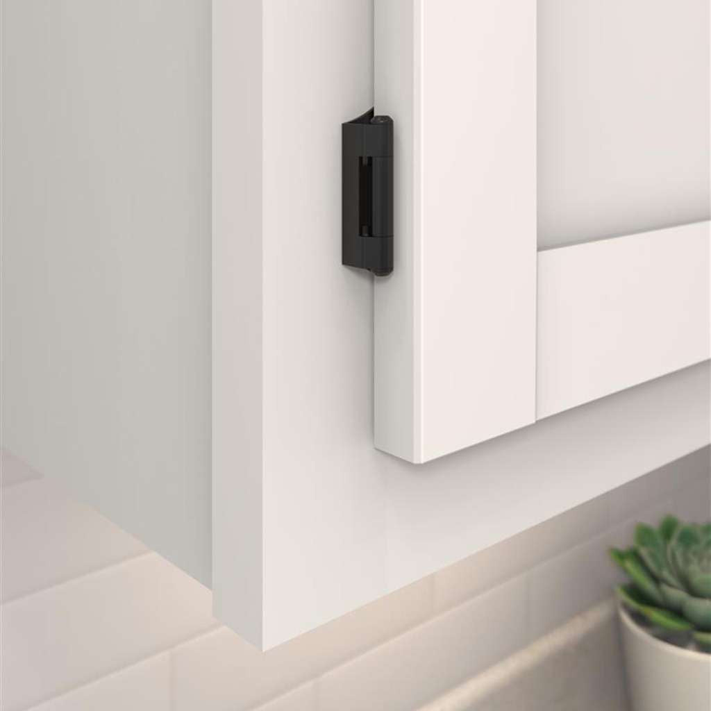 AMEROCK Double Demountable 1/4" Overlay Cabinet Hinge (pair) in Flat Black BPR8701FB Mounted