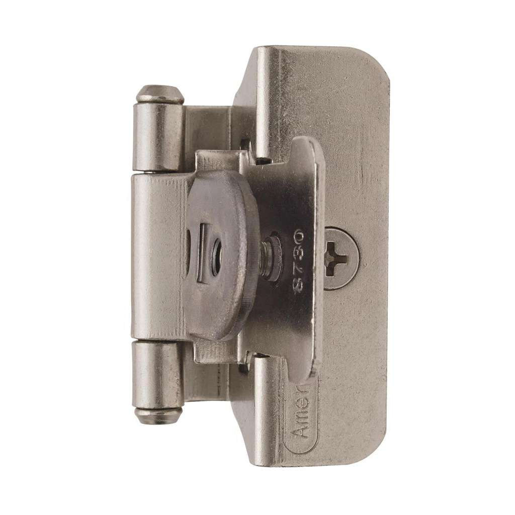 AMEROCK Double Demountable 1/4" Overlay Cabinet Hinge (pair) in Satin Nickel BPR8701G10 Angle