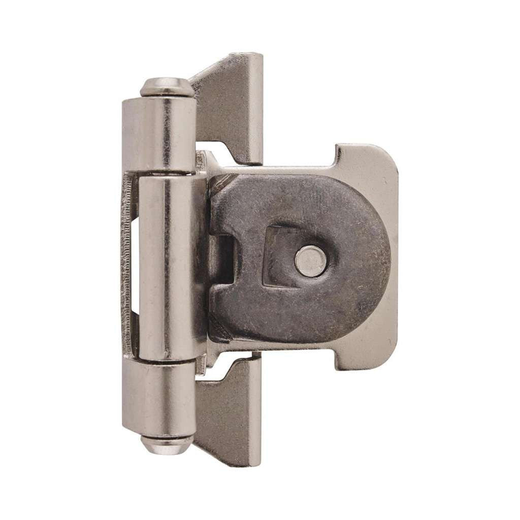 AMEROCK Double Demountable 1/4" Overlay Cabinet Hinge (pair) in Satin Nickel BPR8701G10 Front View