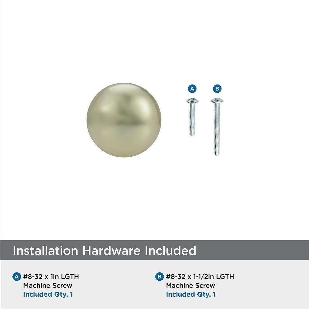 AMEROCK Edona 1-1/4" Diameter Mushroom Cabinet Knob in Polished Brass BP530053 Installation Hardware
