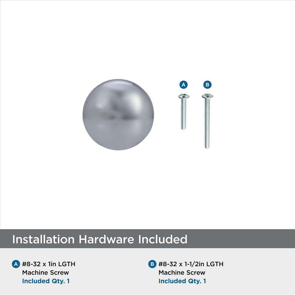 AMEROCK Edona 1-1/4" Diameter Mushroom Cabinet Knob in Polished Chrome BP5300526 Installation Hardware