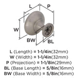 AMEROCK Edona 1-1/4" Diameter Mushroom Cabinet Knob in Satin Nickel BP53005G10 Specs