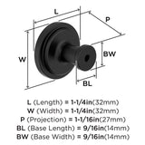 AMEROCK Faircrest 1-1/4" Diameter Cabinet Knob in Matte Black BP37460MB Specs