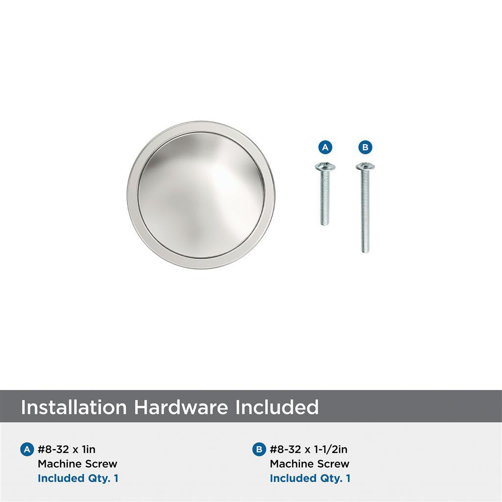 AMEROCK Faircrest 1-1/4" Diameter Cabinet Knob in Polished Nickel BP37460PN Installation Hardware