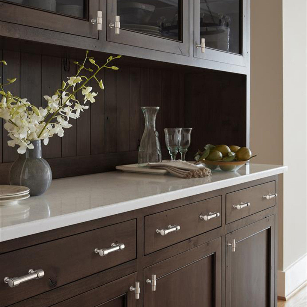 AMEROCK Faircrest 2" Length Wrapped Bar Knob Cabinet Pull in Polished Nickel BP37461PN on Brown