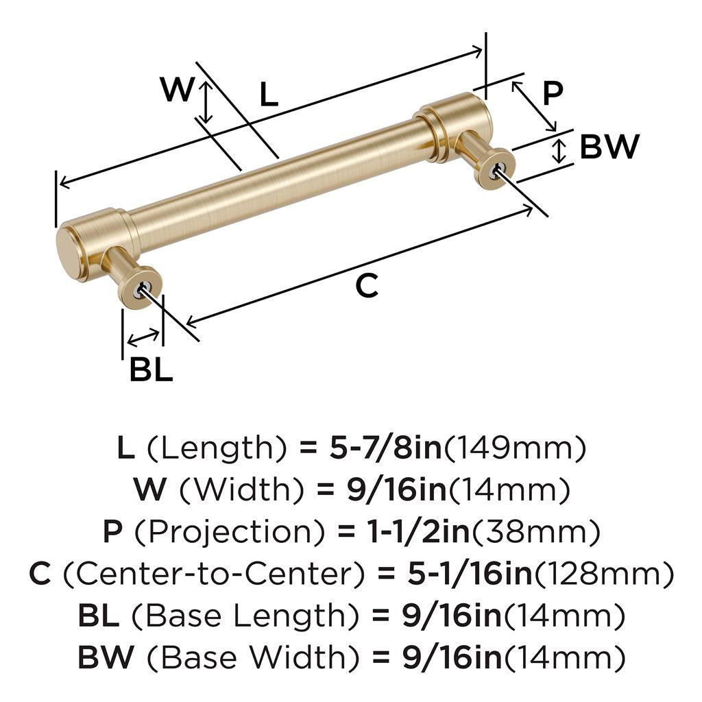 AMEROCK Faircrest Wrapped Bar Handle Pulls in Golden Champagne 128mm BP347464BBZ Specs