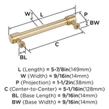 AMEROCK Faircrest Wrapped Bar Handle Pulls in Golden Champagne 128mm BP347464BBZ Specs