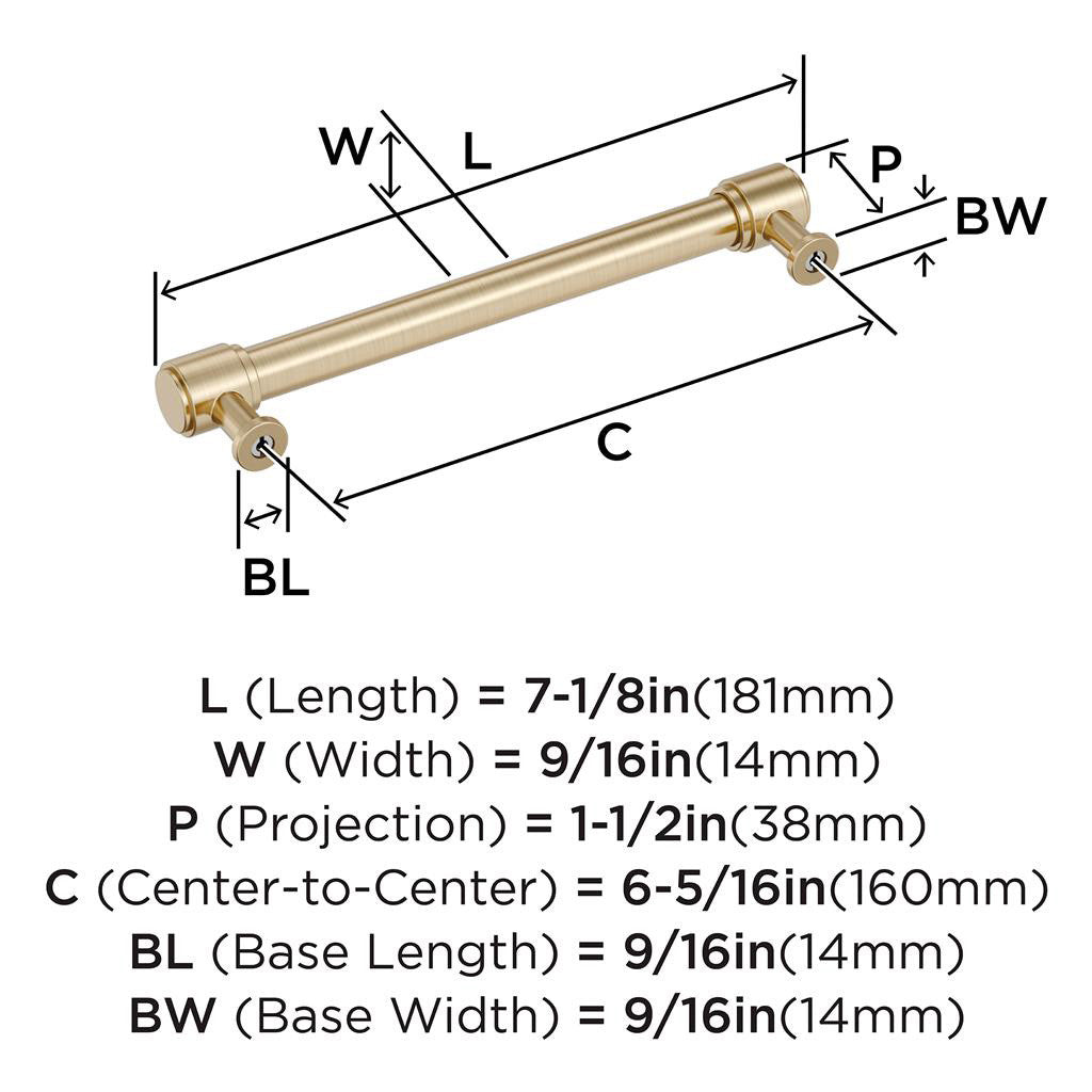 AMEROCK Faircrest Wrapped Bar Handle Pulls in Golden Champagne 160mm BP347465BBZ Specs