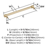 AMEROCK Faircrest Wrapped Bar Handle Pulls in Golden Champagne 224mm BP347467BBZ Specs