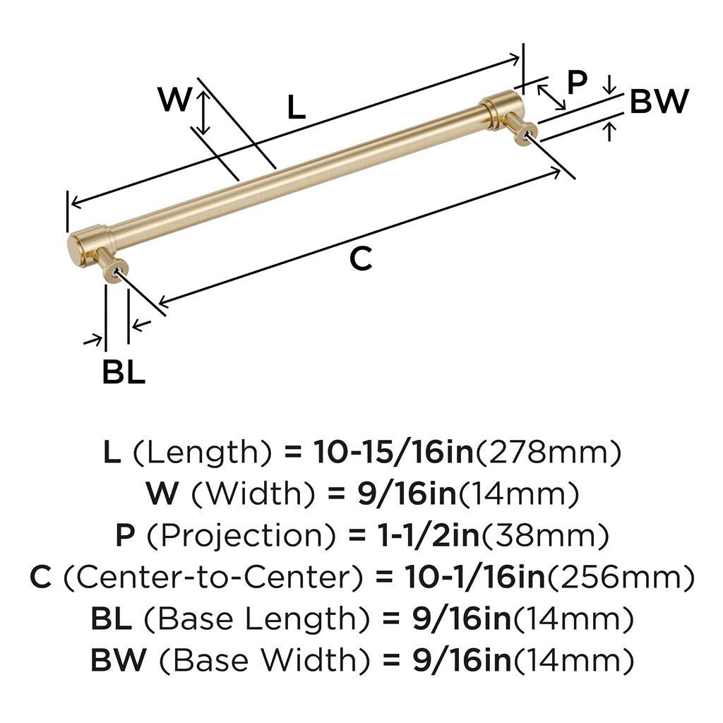 AMEROCK Faircrest Wrapped Bar Handle Pulls in Golden Champagne 256mm BP347468BBZ Specs