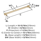 AMEROCK Faircrest Wrapped Bar Handle Pulls in Golden Champagne 256mm BP347468BBZ Specs