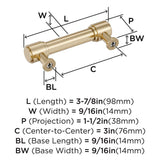 AMEROCK Faircrest Wrapped Bar Handle Pulls in Golden Champagne 3" BP347462BBZ Specs