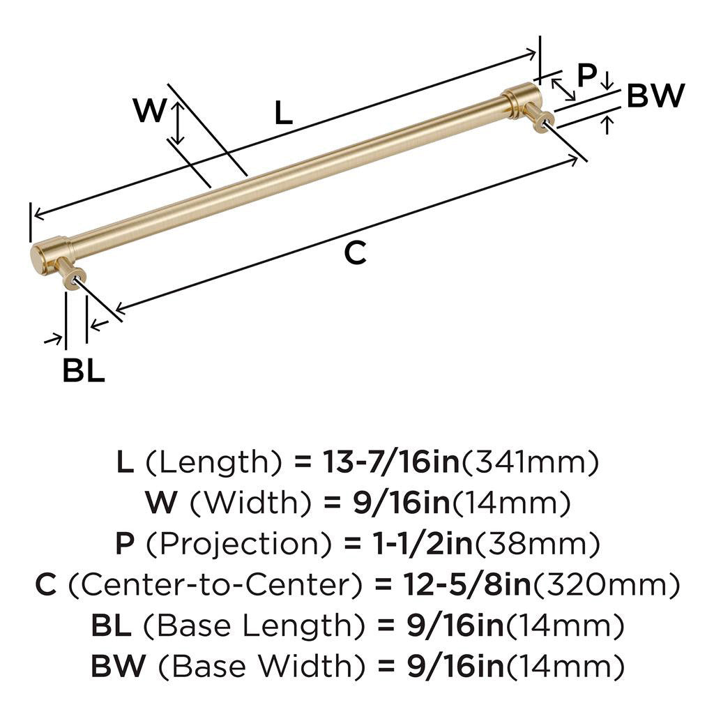 AMEROCK Faircrest Wrapped Bar Handle Pulls in Golden Champagne 320mm BP347469BBZ Specs